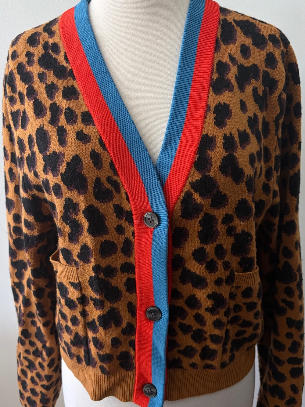 Kule Leopard Print V-Neck Button Cardigan - Brown